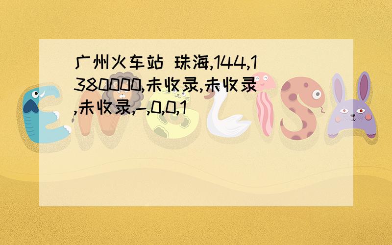 广州火车站 珠海,144,1380000,未收录,未收录,未收录,-,0,0,1