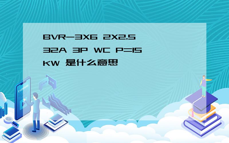 BVR-3X6 2X2.5 32A 3P WC P=15KW 是什么意思