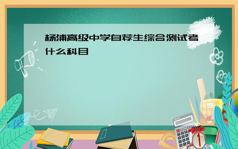 杨浦高级中学自荐生综合测试考什么科目
