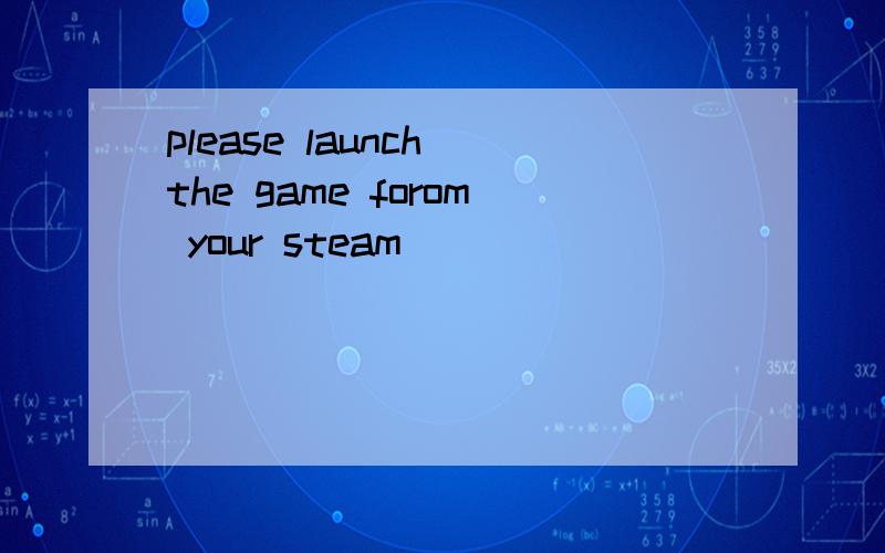 please launch the game forom your steam