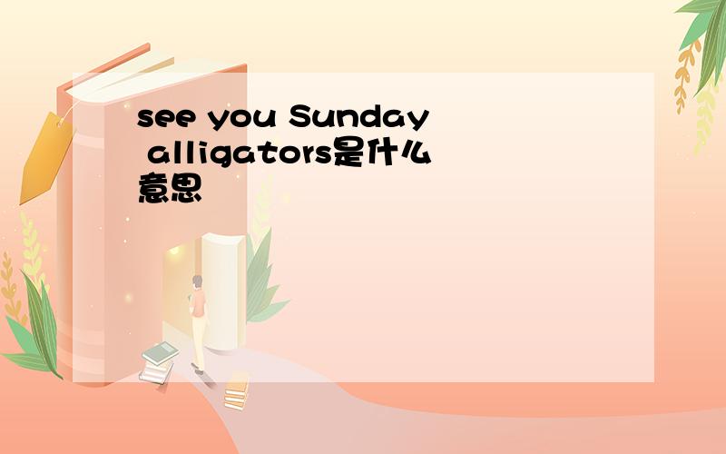 see you Sunday alligators是什么意思