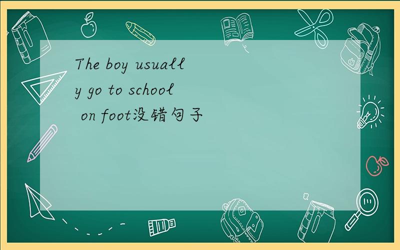 The boy usually go to school on foot没错句子