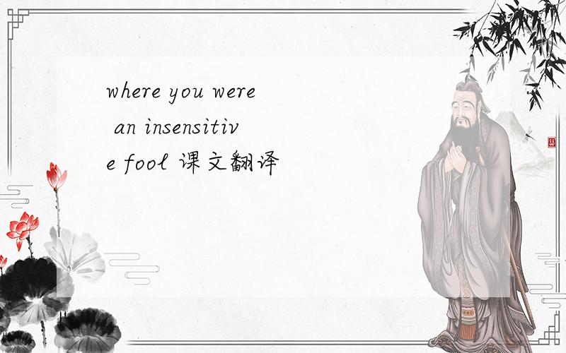 where you were an insensitive fool 课文翻译