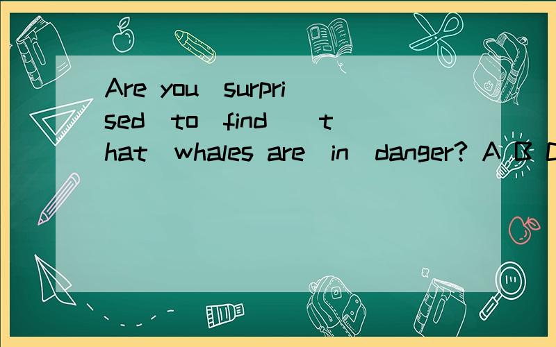 Are you(surprised)to(find)(that)whales are(in)danger? A B C