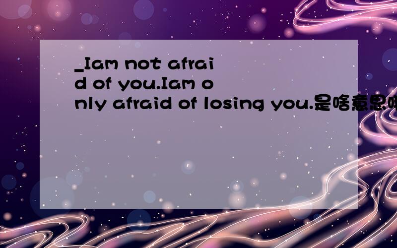 _Iam not afraid of you.Iam only afraid of losing you.是啥意思哦?