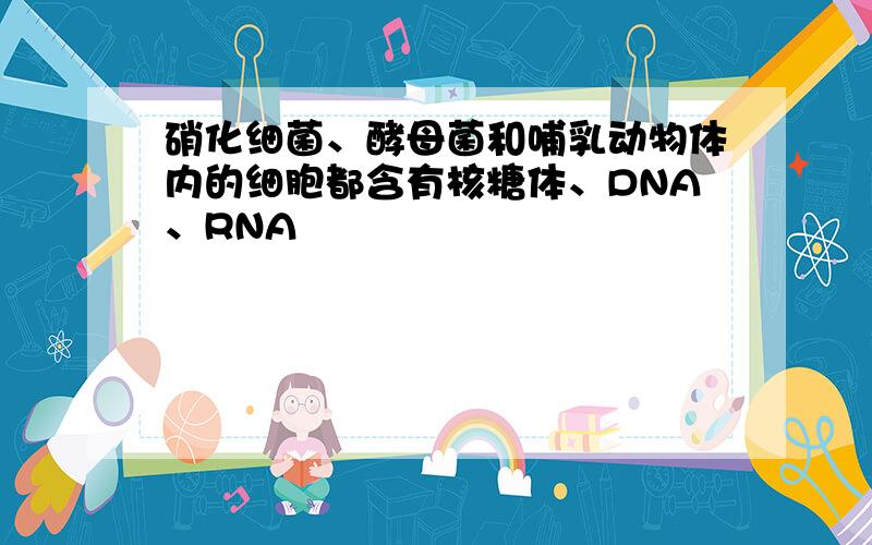 硝化细菌、酵母菌和哺乳动物体内的细胞都含有核糖体、DNA、RNA