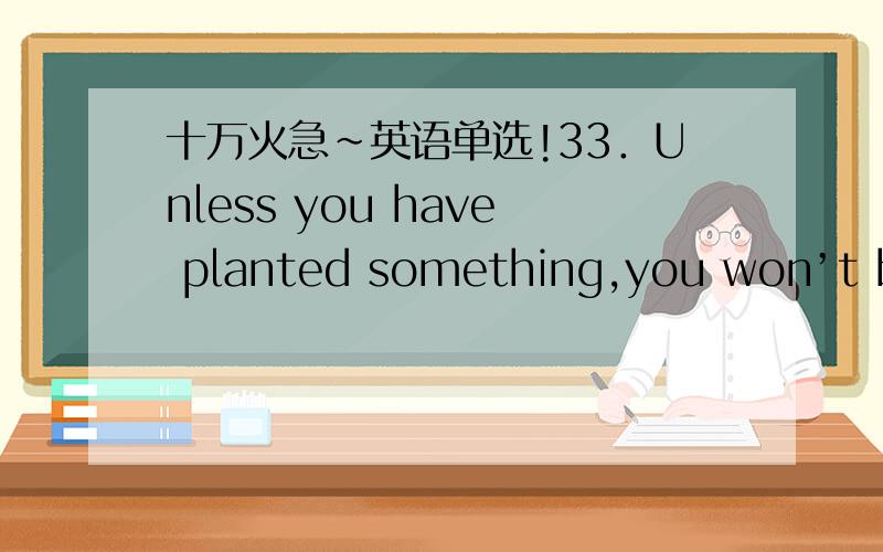 十万火急~英语单选!33．Unless you have planted something,you won’t be