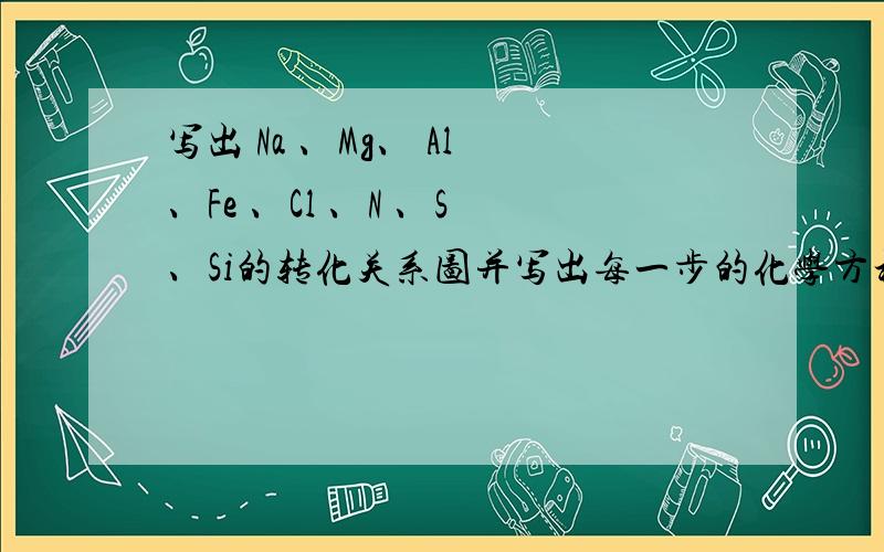 写出 Na 、Mg、 Al 、Fe 、Cl 、N 、S 、Si的转化关系图并写出每一步的化学方程式