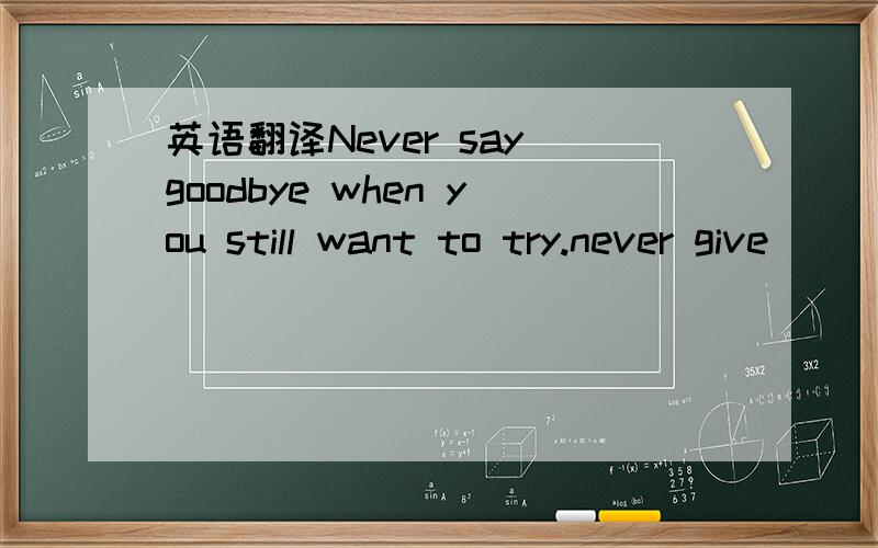 英语翻译Never say goodbye when you still want to try.never give