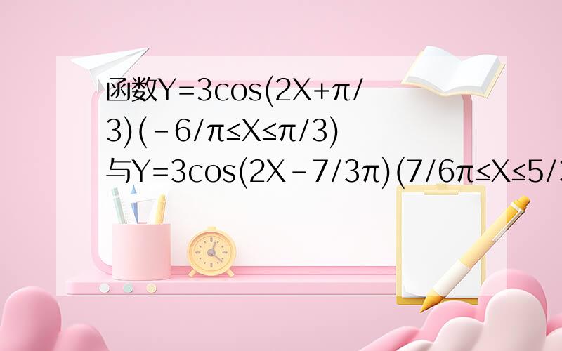 函数Y=3cos(2X+π/3)(－6/π≤X≤π/3)与Y=3cos(2X-7/3π)(7/6π≤X≤5/3π)的图像