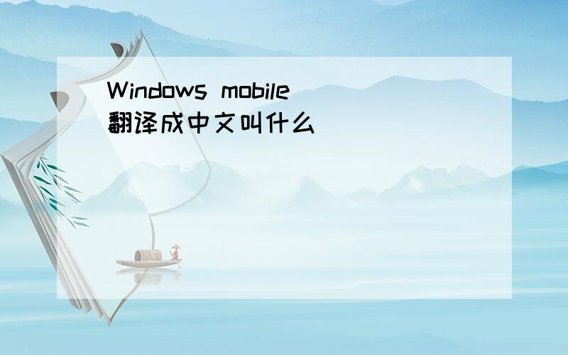 Windows mobile翻译成中文叫什么