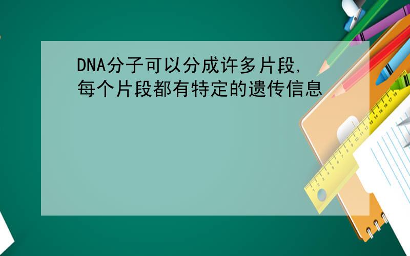 DNA分子可以分成许多片段,每个片段都有特定的遗传信息