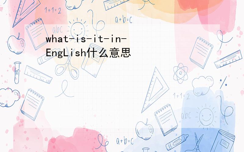 what-is-it-in-EngLish什么意思