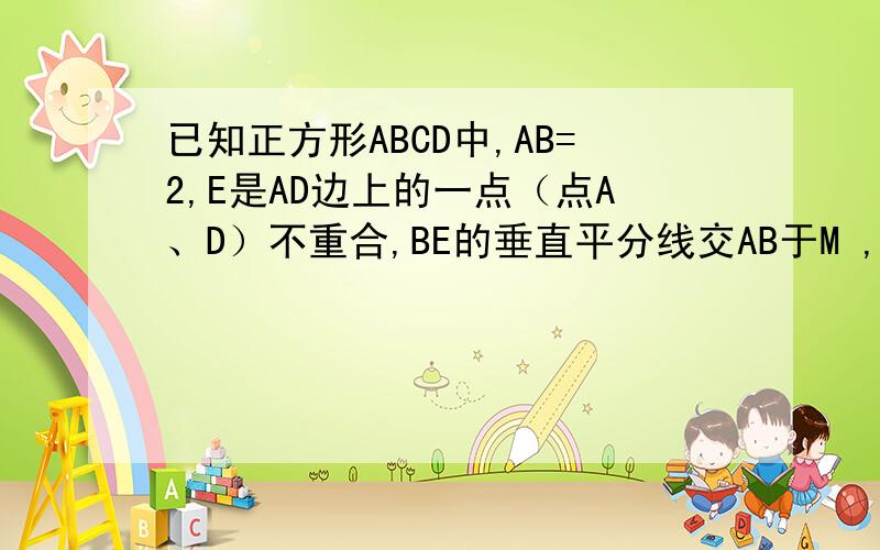 已知正方形ABCD中,AB=2,E是AD边上的一点（点A、D）不重合,BE的垂直平分线交AB于M ,交DC于点N,