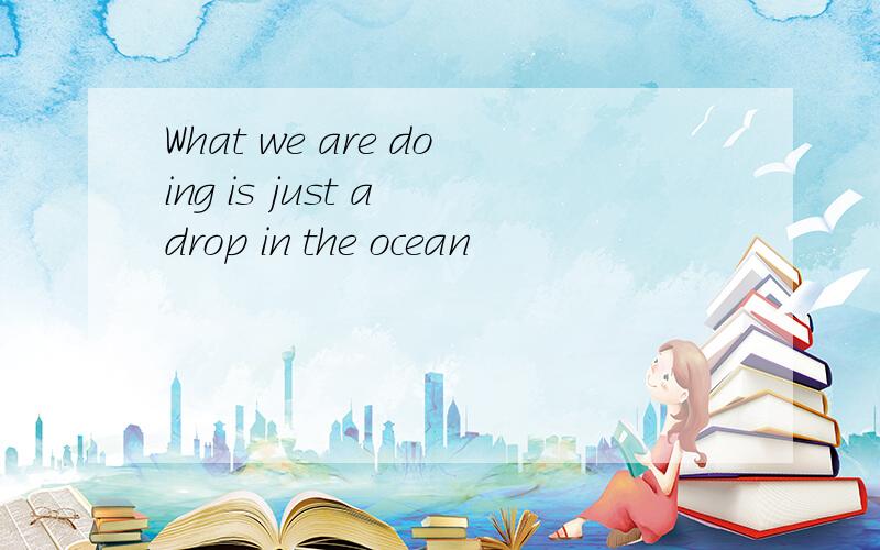 What we are doing is just a drop in the ocean