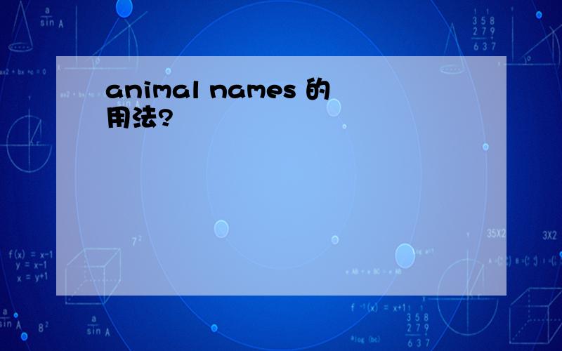 animal names 的用法?