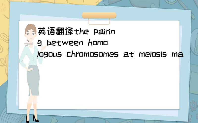英语翻译the pairing between homologous chromosomes at meiosis ma