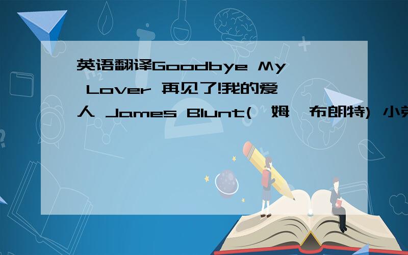 英语翻译Goodbye My Lover 再见了!我的爱人 James Blunt(詹姆仕布朗特) 小弟感激不尽