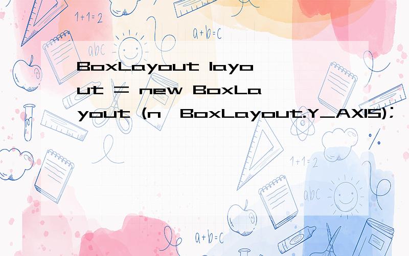 BoxLayout layout = new BoxLayout (n,BoxLayout.Y_AXIS);
