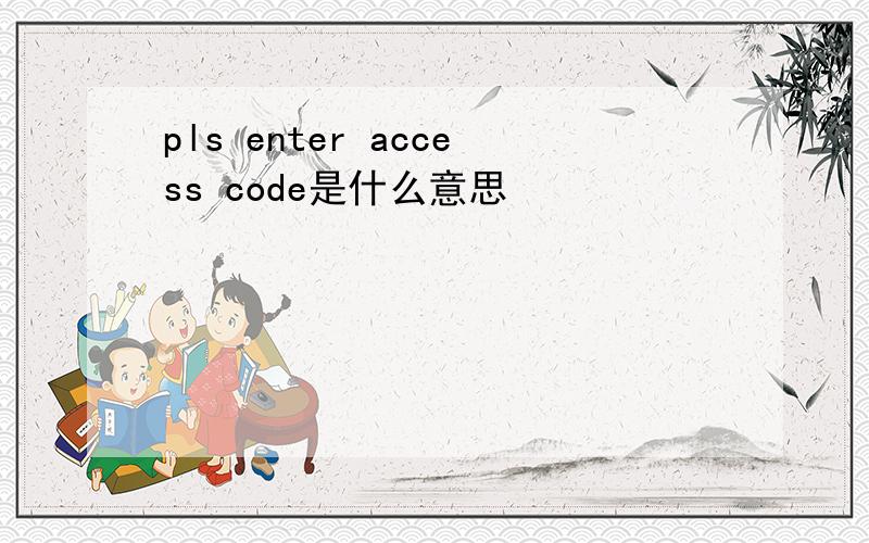 pls enter access code是什么意思