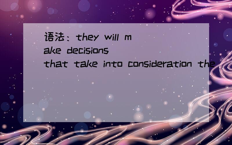 语法：they will make decisions that take into consideration the