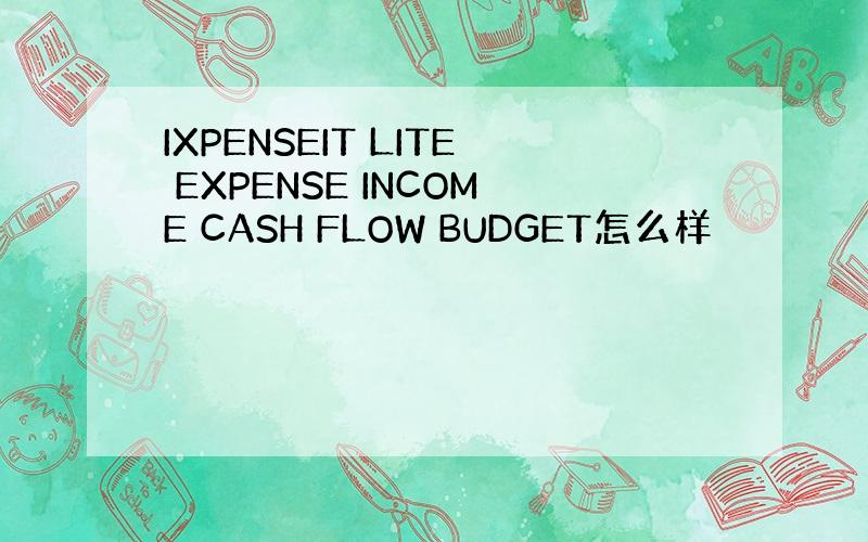 IXPENSEIT LITE EXPENSE INCOME CASH FLOW BUDGET怎么样