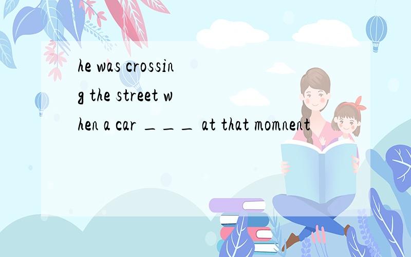 he was crossing the street when a car ___ at that momnent