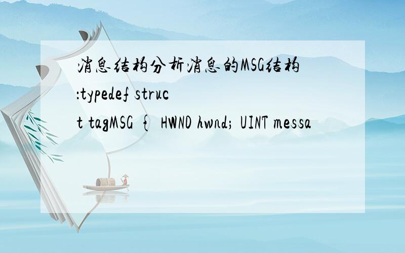 消息结构分析消息的MSG结构：typedef struct tagMSG { HWND hwnd; UINT messa