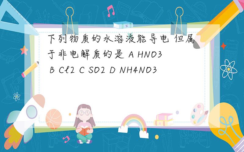 下列物质的水溶液能导电 但属于非电解质的是 A HNO3 B Cl2 C SO2 D NH4NO3