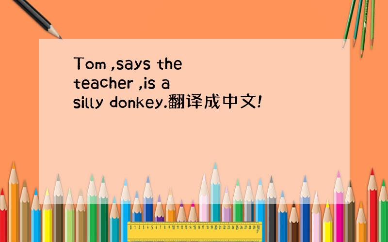 Tom ,says the teacher ,is a silly donkey.翻译成中文!