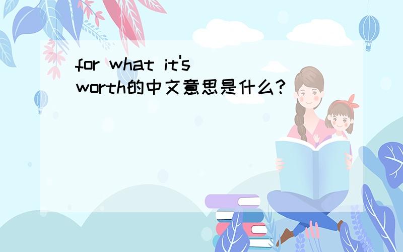 for what it's worth的中文意思是什么?