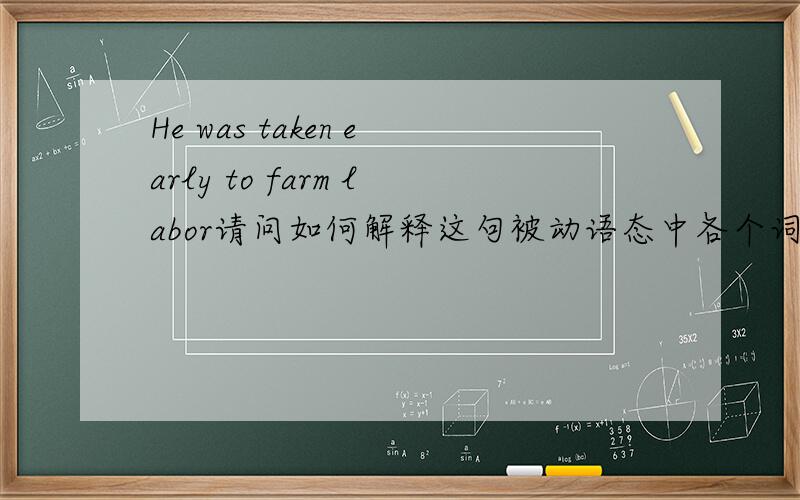 He was taken early to farm labor请问如何解释这句被动语态中各个词的成分,这个labor属