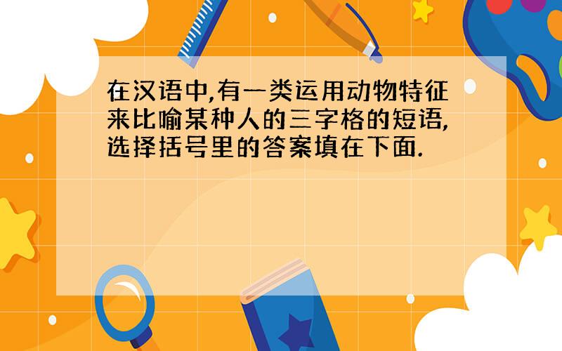 在汉语中,有一类运用动物特征来比喻某种人的三字格的短语,选择括号里的答案填在下面.