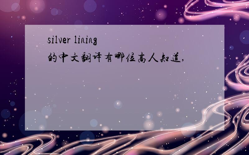 silver lining 的中文翻译有哪位高人知道,
