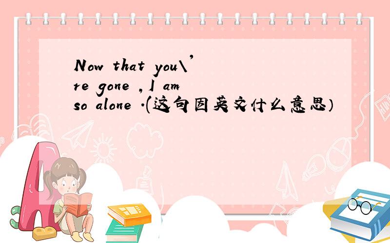 Now that you\'re gone ,I am so alone .(这句因英文什么意思）