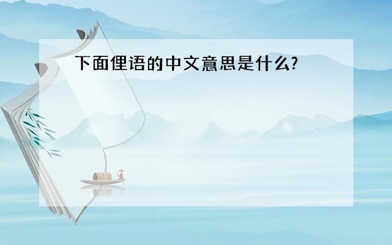 下面俚语的中文意思是什么?