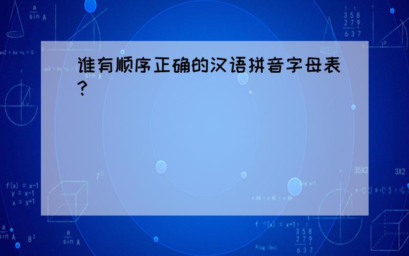 谁有顺序正确的汉语拼音字母表?