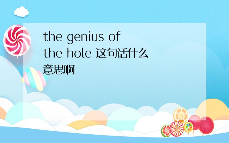 the genius of the hole 这句话什么意思啊