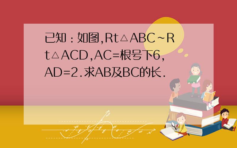 已知：如图,Rt△ABC～Rt△ACD,AC=根号下6,AD=2.求AB及BC的长.
