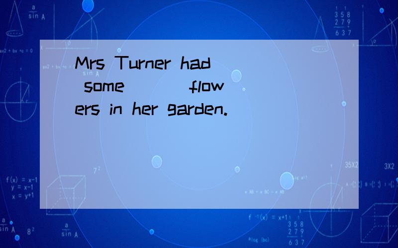 Mrs Turner had some ( ) flowers in her garden.