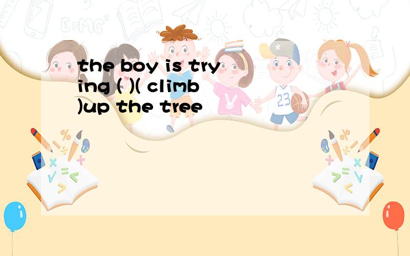 the boy is trying ( )( climb)up the tree