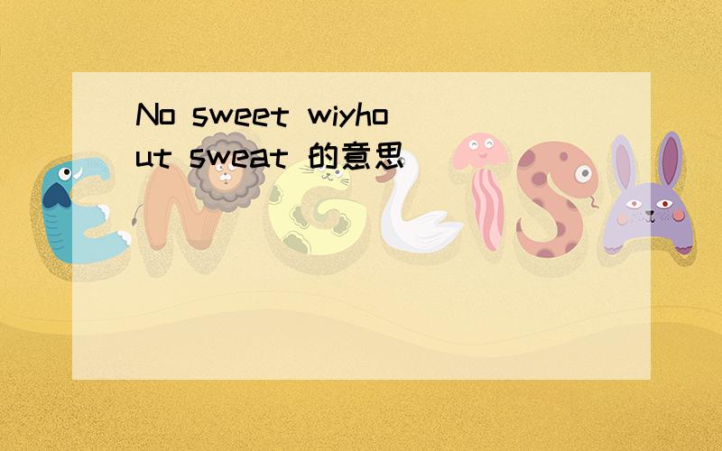 No sweet wiyhout sweat 的意思
