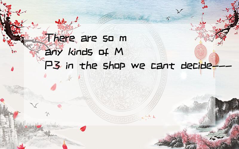 There are so many kinds of MP3 in the shop we cant decide---