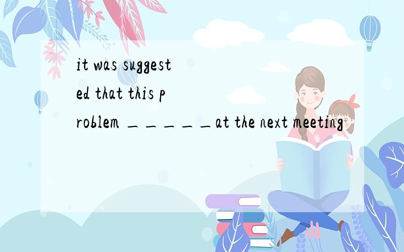 it was suggested that this problem _____at the next meeting