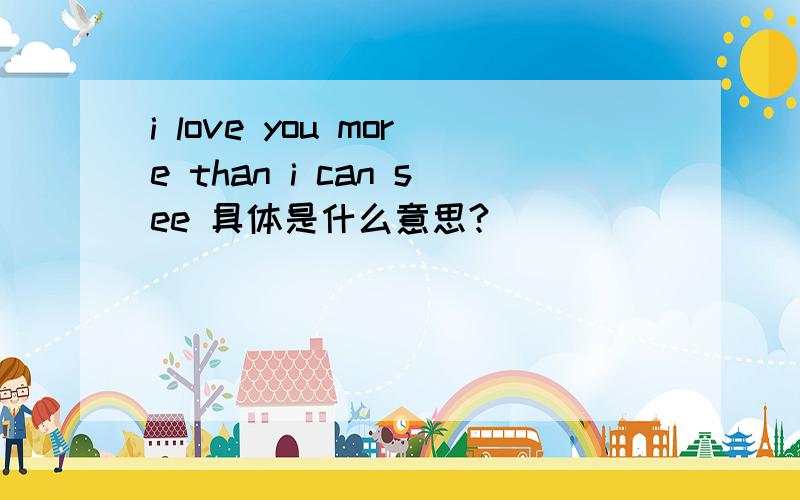 i love you more than i can see 具体是什么意思?