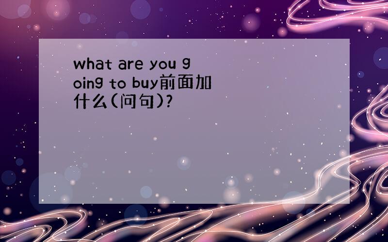 what are you going to buy前面加什么(问句)?