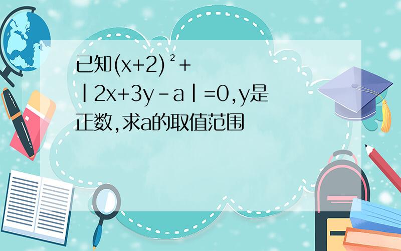 已知(x+2)²+|2x+3y-a|=0,y是正数,求a的取值范围