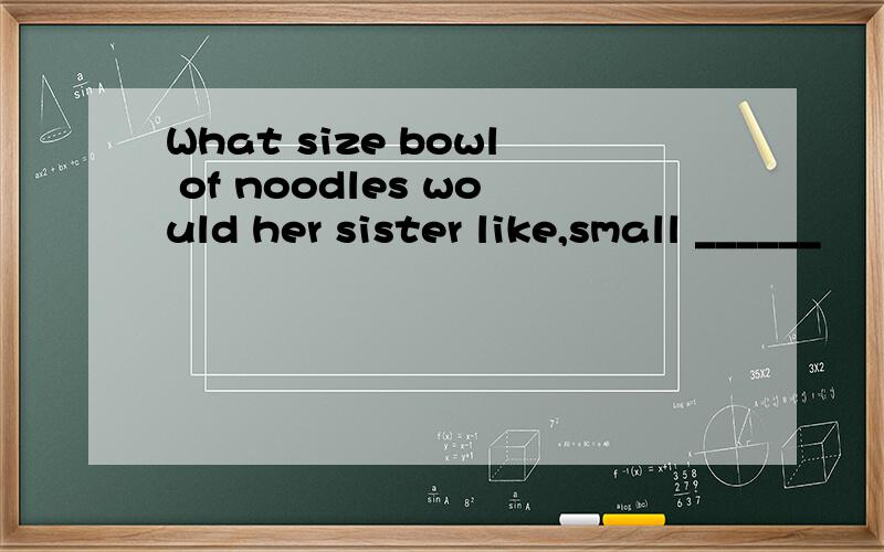 What size bowl of noodles would her sister like,small ______
