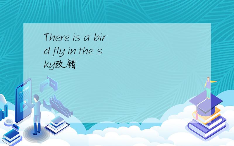 There is a bird fly in the sky改错