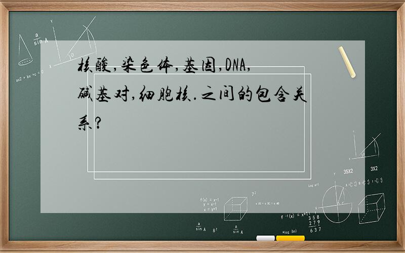 核酸,染色体,基因,DNA,碱基对,细胞核.之间的包含关系?